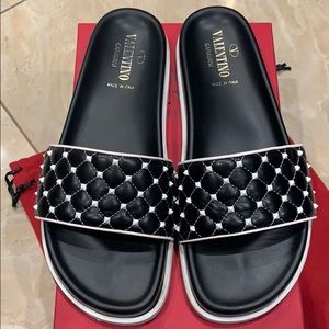 Valentino rockstud leather slides
